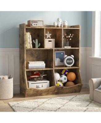 Kids' Toy Storage Organizer with Multiple Compartments and Tilting Bins - Safe and Durable Children's Bookshelf for Playroom and Nursery