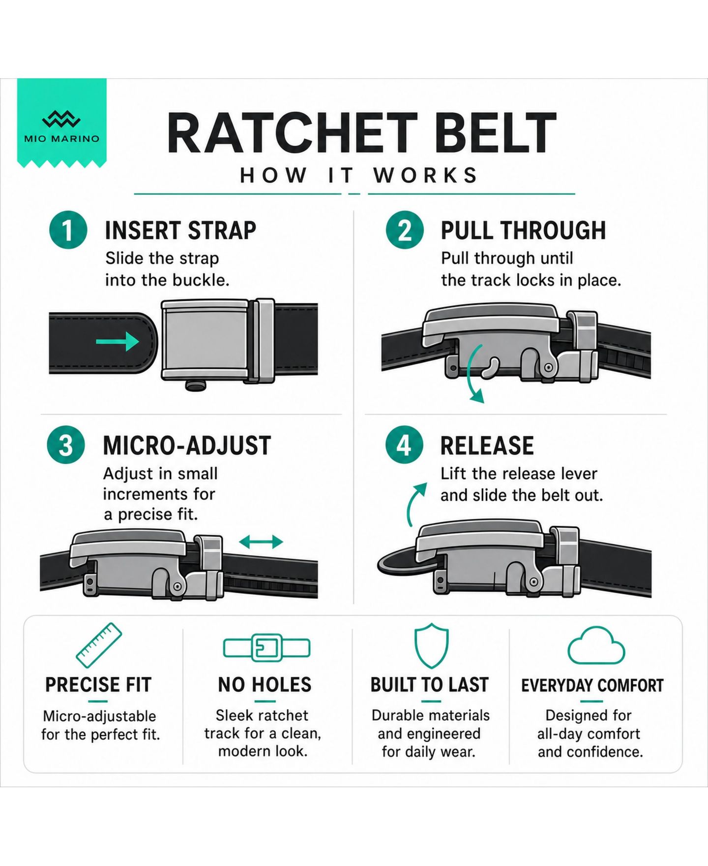 Мужской ремень Mio Marino Diagonal Weave Ratchet Belt, цвет: Hickory — фото 7