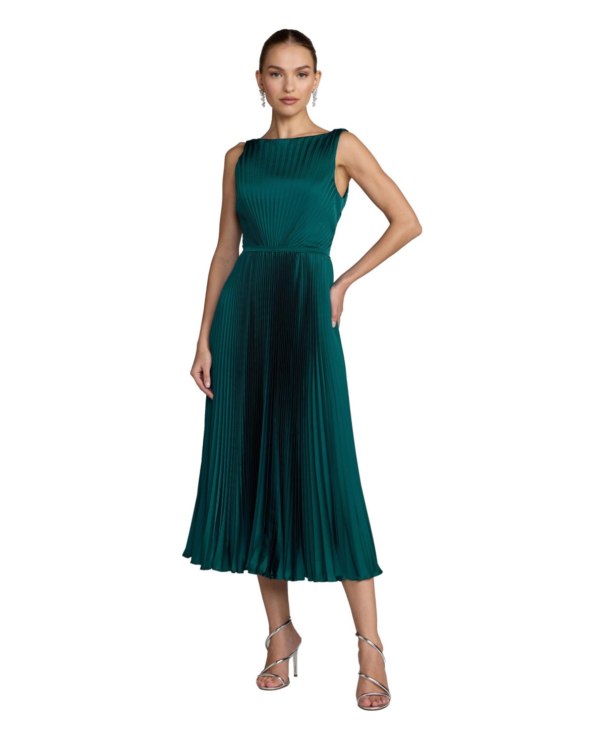 Женские платья Mac Duggal Women's Pleated Sleeveless Midi Dress — фото 1