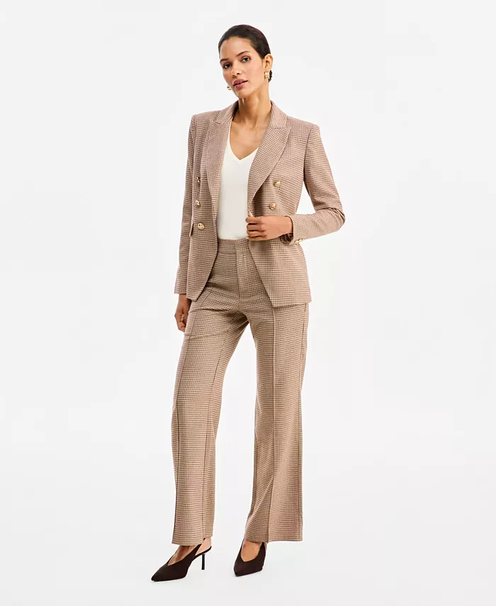 Women's Double-Breasted Houndstooth Blazer - thumbnail 4