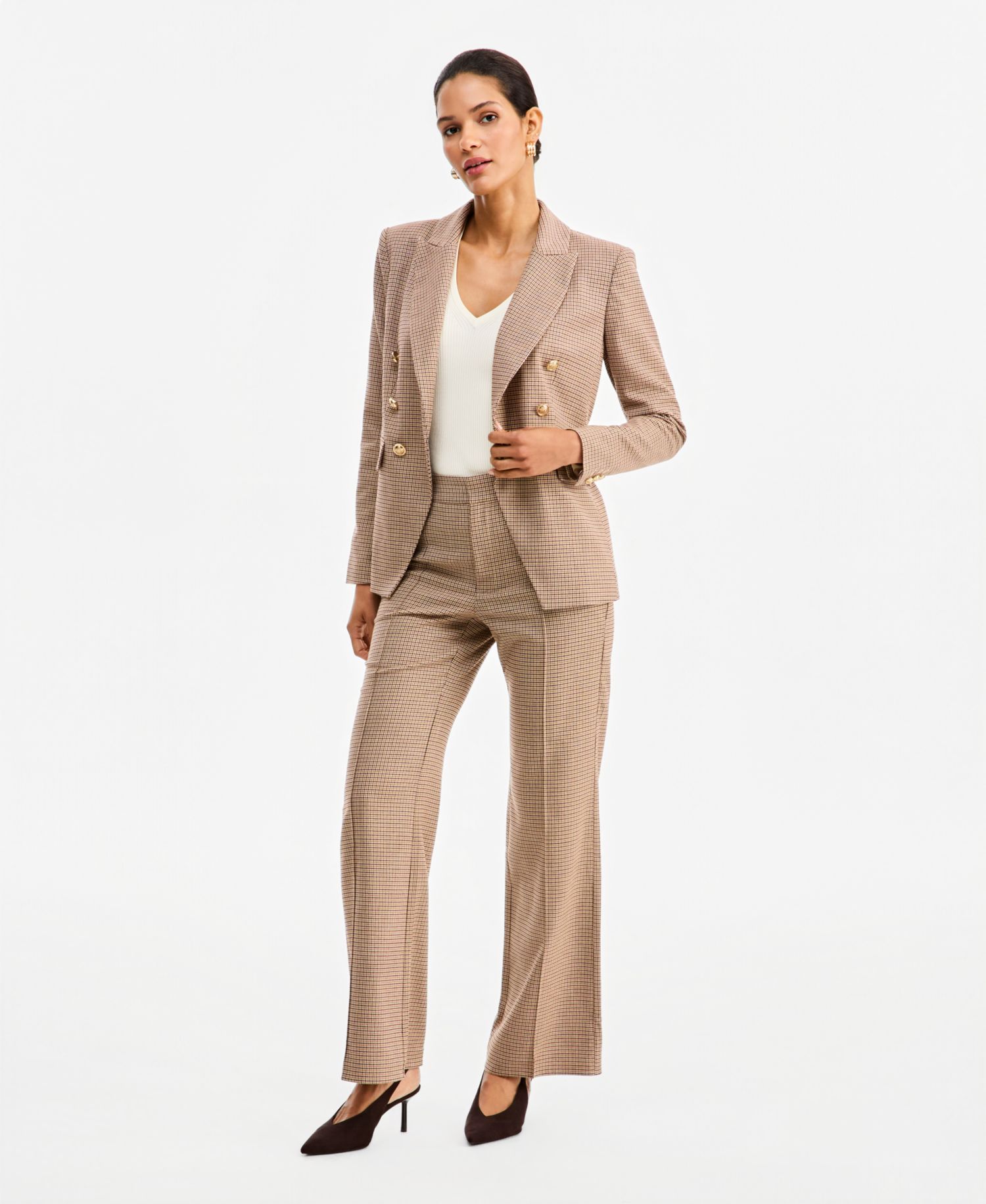Women's Double-Breasted Houndstooth Blazer