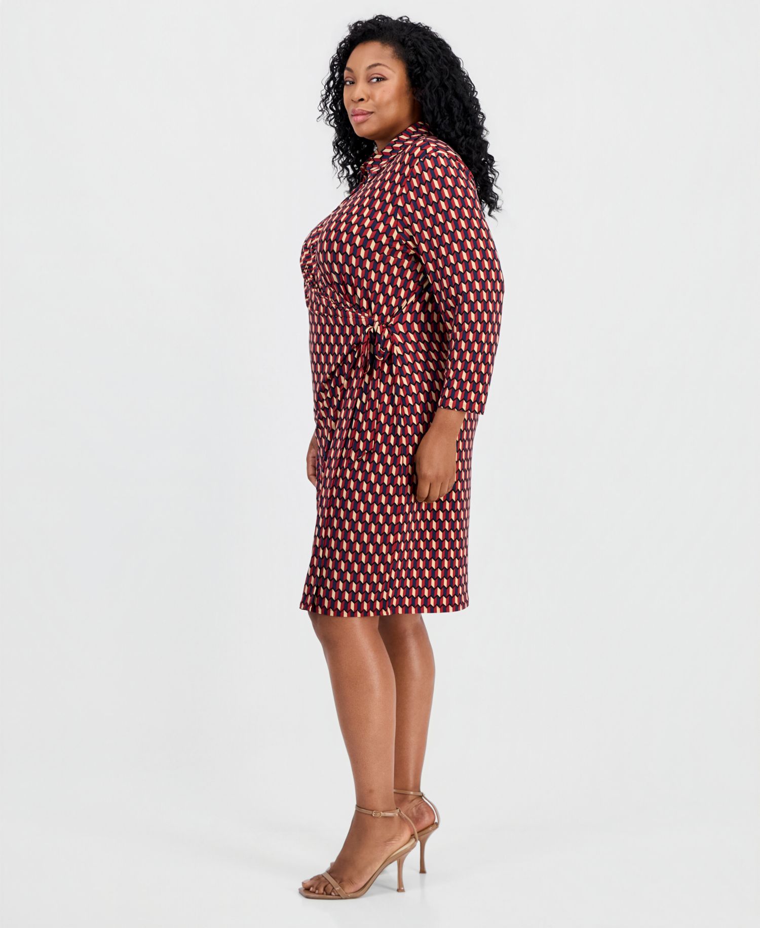 Plus Size Printed Faux-Wrap Dress