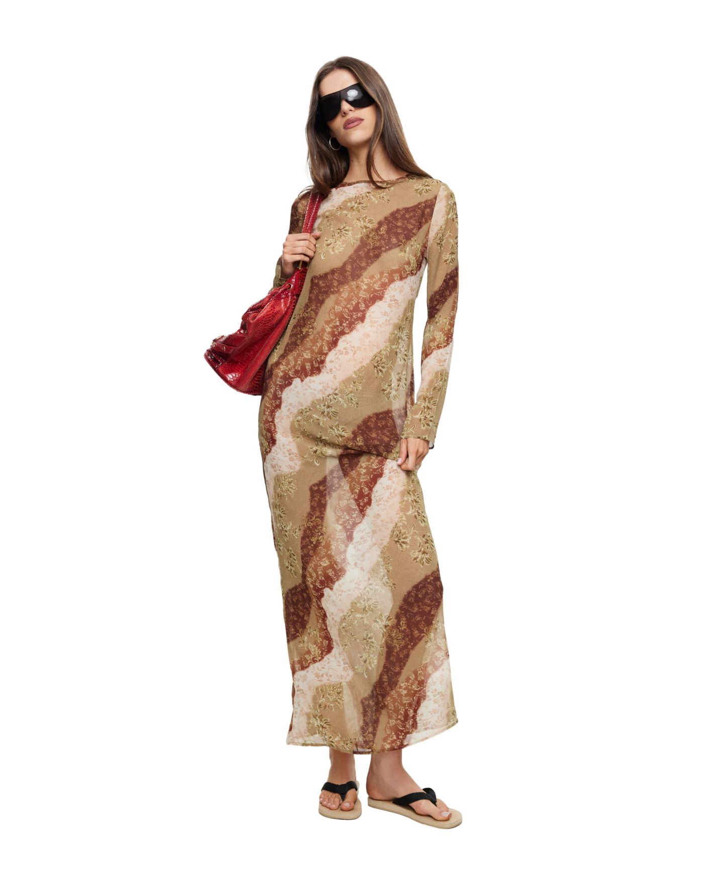Женское платье Lioness Pacific Long-Sleeve Tie-Back Maxi, цвет: Винтажный с принтом — фото 2