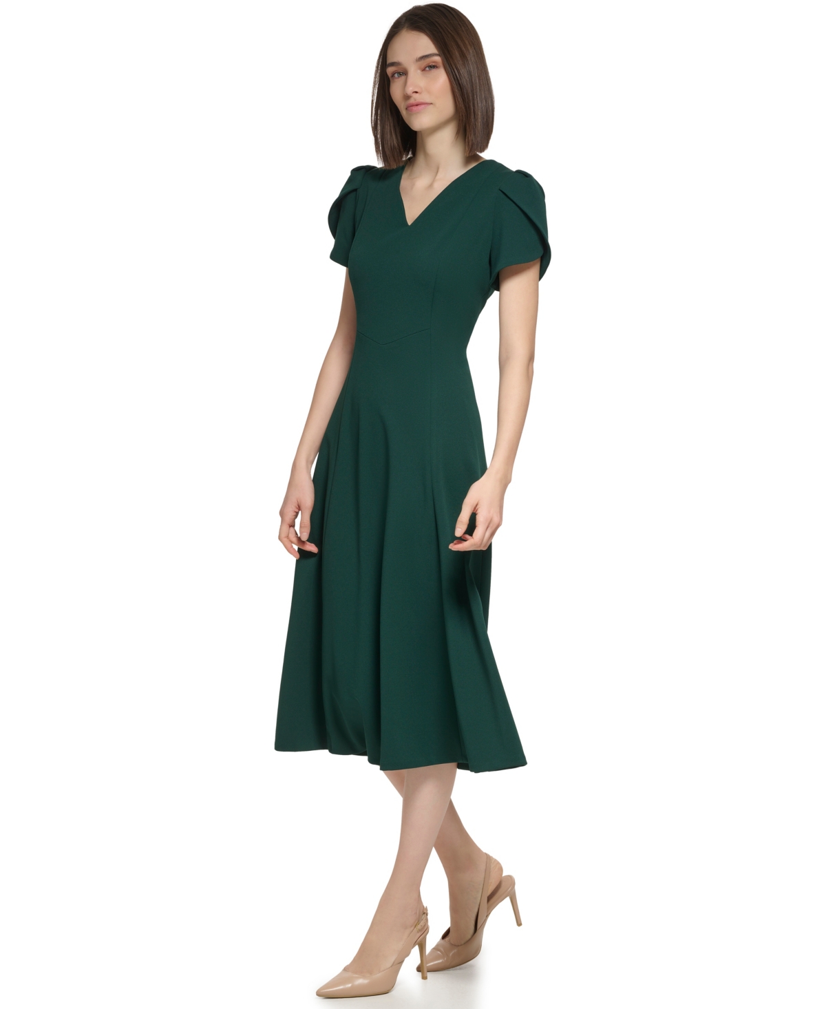 Calvin Klein Women's V-neck Tulip-sleeve Dress