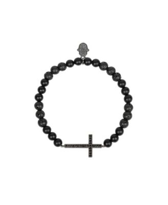 Men's Lava Stone Cross Charm Bracelet