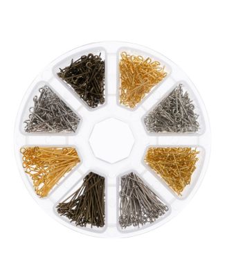 8-Slot Eye Pins Jewelry Findings Kit Assortment, 1000pcs