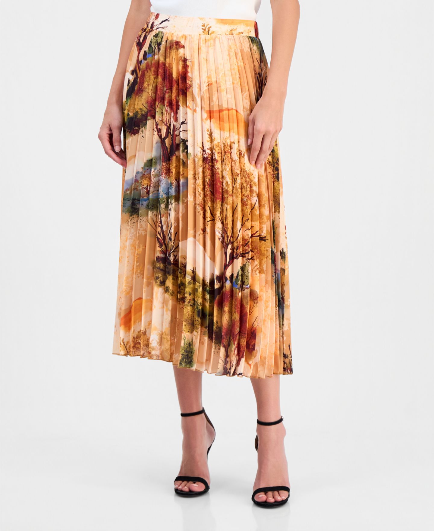 Женская юбка T Tahari Printed Pull-On Pleated, цвет: С принтом — фото 4