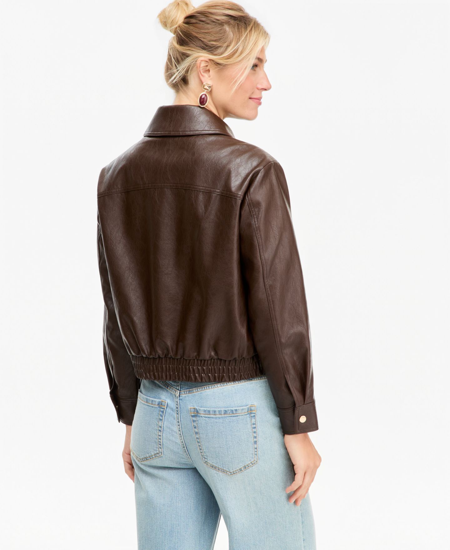 Женская куртка I.N.C. International Concepts Faux Leather Bomber, цвет: Кофейный — фото 3