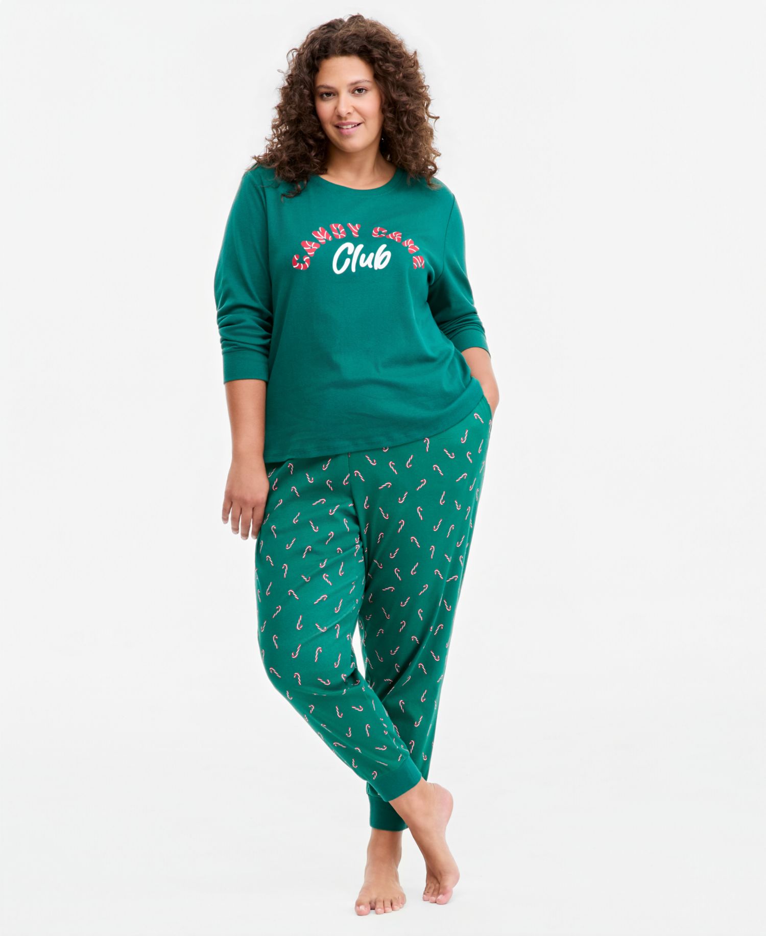 Plus Size Candy Cane Pajama Set