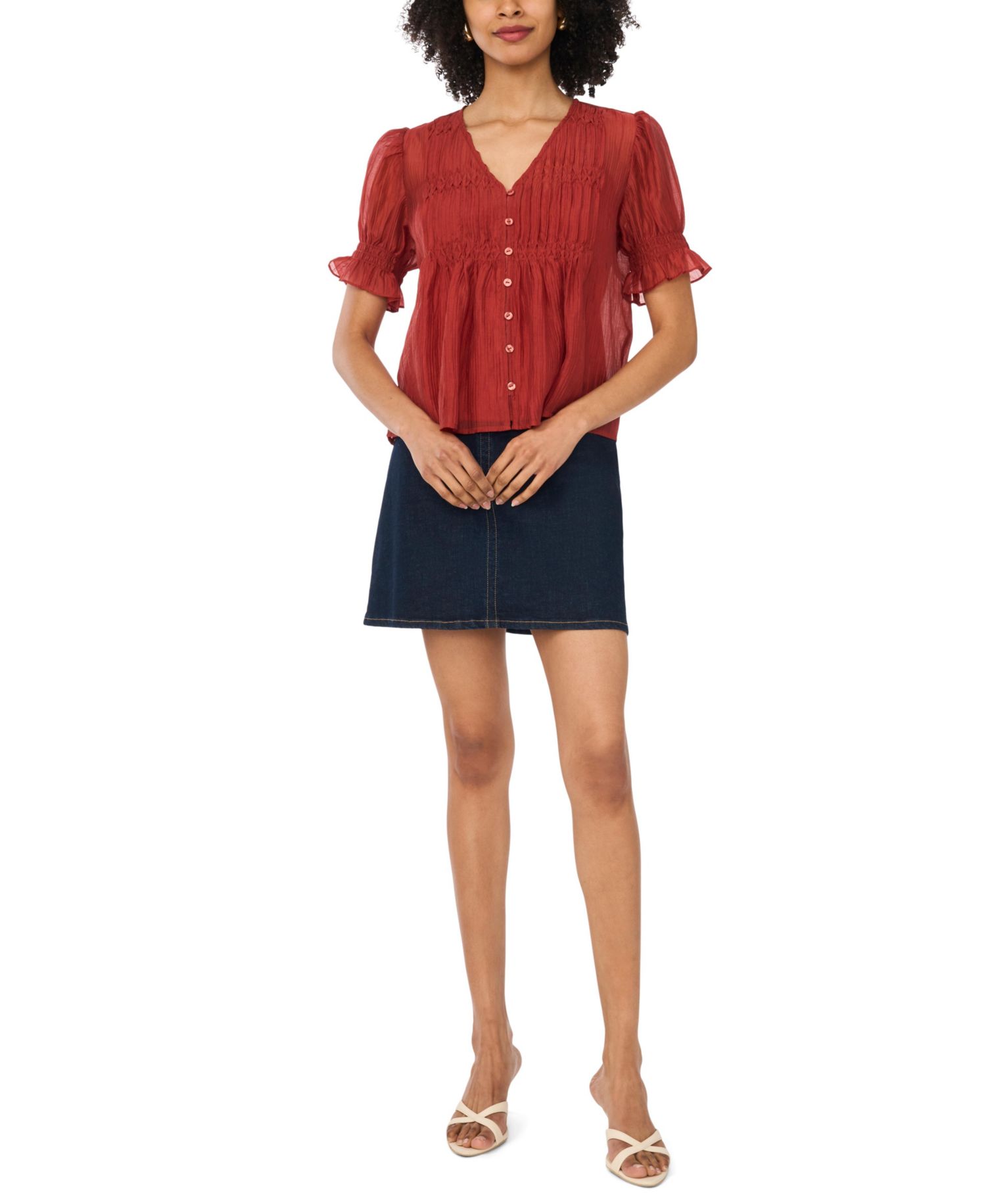 Women's Pintuck Short-Sleeve Top