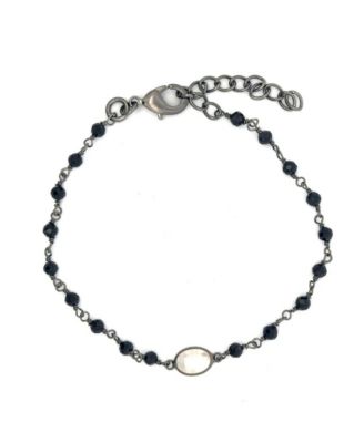 Moonstone and Black Spinel Rosary Bracelet