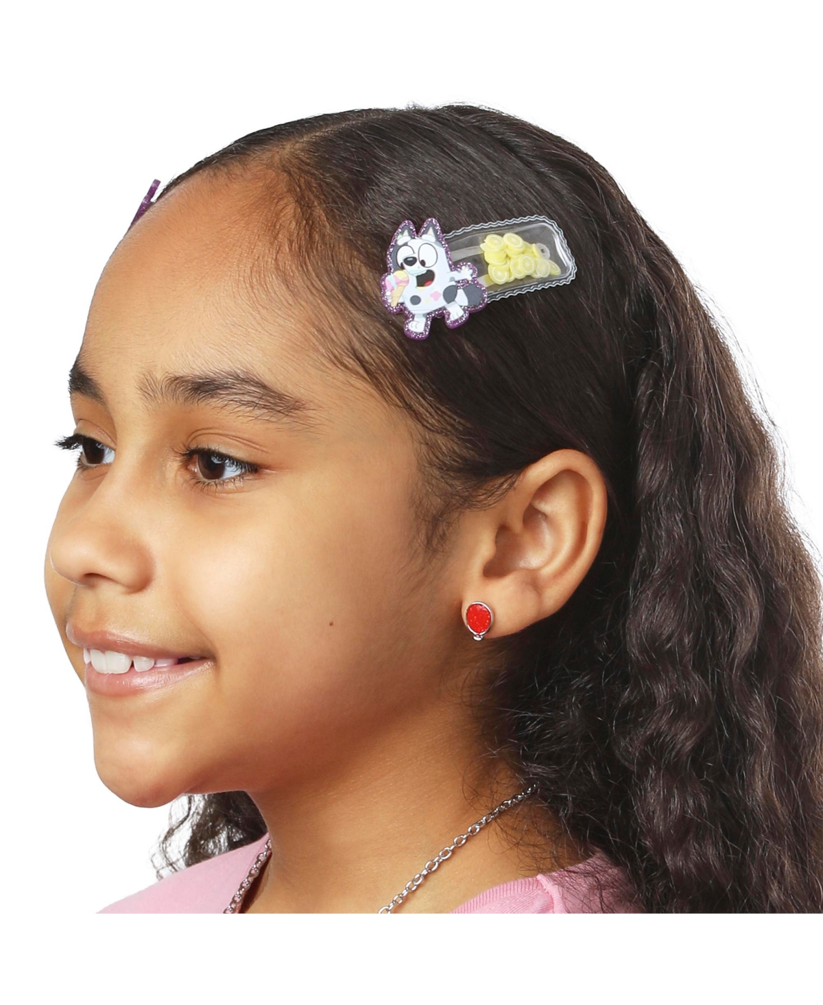 Bluey Hair Clip 6-Piece Set Official License, Snap Back Shaker Hair Clips, Bluey Accessories
