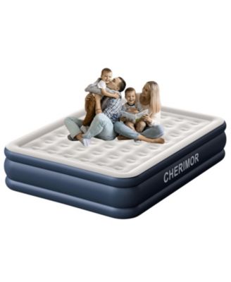 18" Full Air Mattress with Built-in Pump, 600-lb Capacity, Fast Inflation Guest Bed, Honeycomb Support