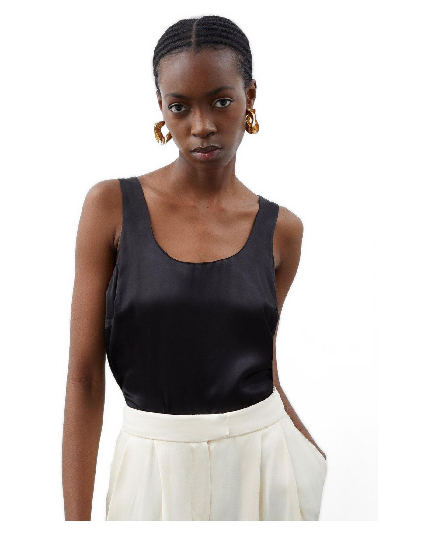 Женский топ Karen Millen Satin Cami Top, цвет: Чёрный — фото 1