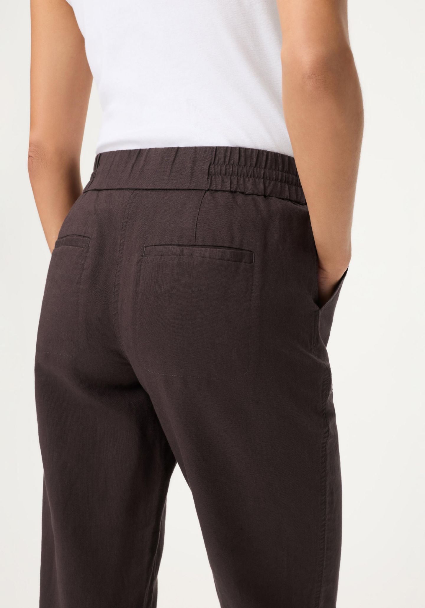 Женские брюки Olsen Cotton-Linen Blend Cropped, цвет: Тёмный коричневый — фото 4