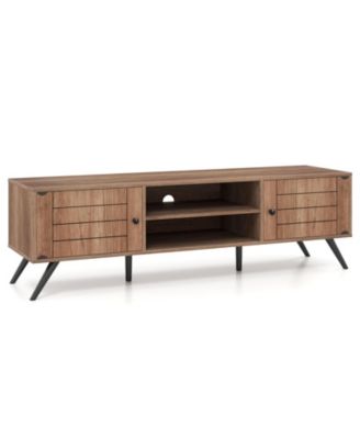 2-Door TV Stand for TVs up to 65" with Open Shelves