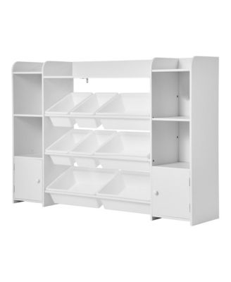 Kids Toy Storage and Bookshelf 4-Tier Large Toy Storage Organizer with 8 Flexible Plastic Bins