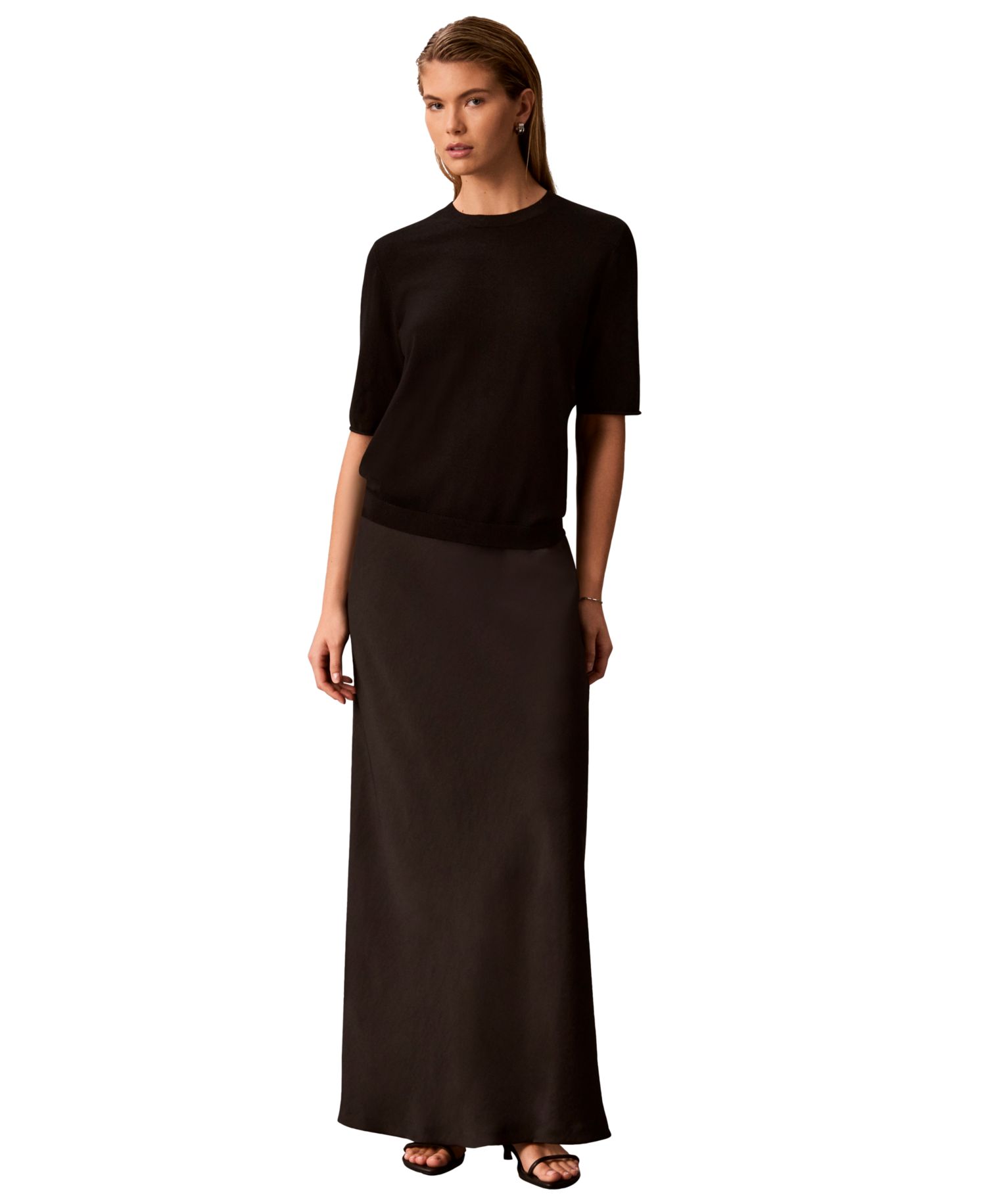 Petite Double Faced Satin Bias-Cut Maxi Skirt