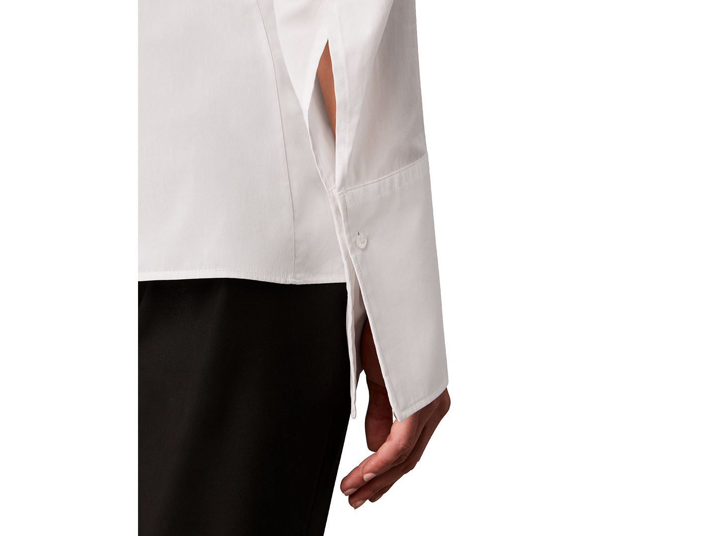 Женская рубашка Calvin Klein Petite Collared Neck Long-Sleeve, цвет: Белый — фото 4
