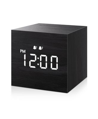 2.5 Inch Mini Wooden Digital Alarm Clock  Dual Alarms with Weekday Weekend and Everyday Modes Adjustable Brightness USB Powered