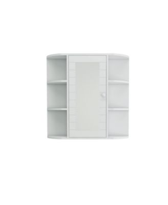 Bathroom Medicine Cabinet with Mirror, Wall Mounted Bathroom Cabinet with Mirror Door, 6 Open Shelves,3 Adjustable Shelves for Bathroom