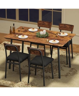 Kitchen Dining Table Set for 4 with 4 Upholstered Chairs for Dining, Kitchen Room, Apartment