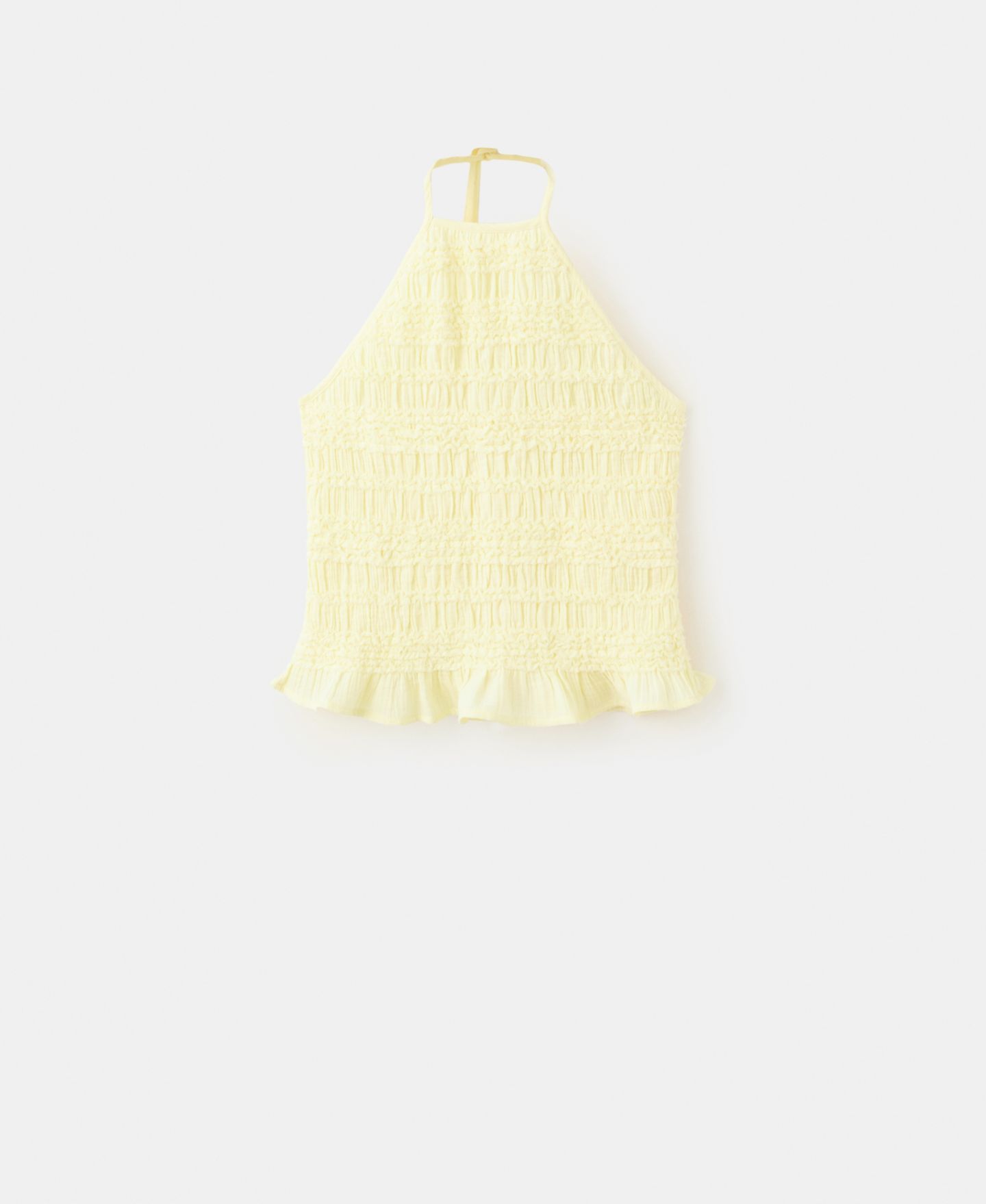 Женский топ Mango Halter-Neck Crinkle, цвет: Пастельный жёлтый — фото 1