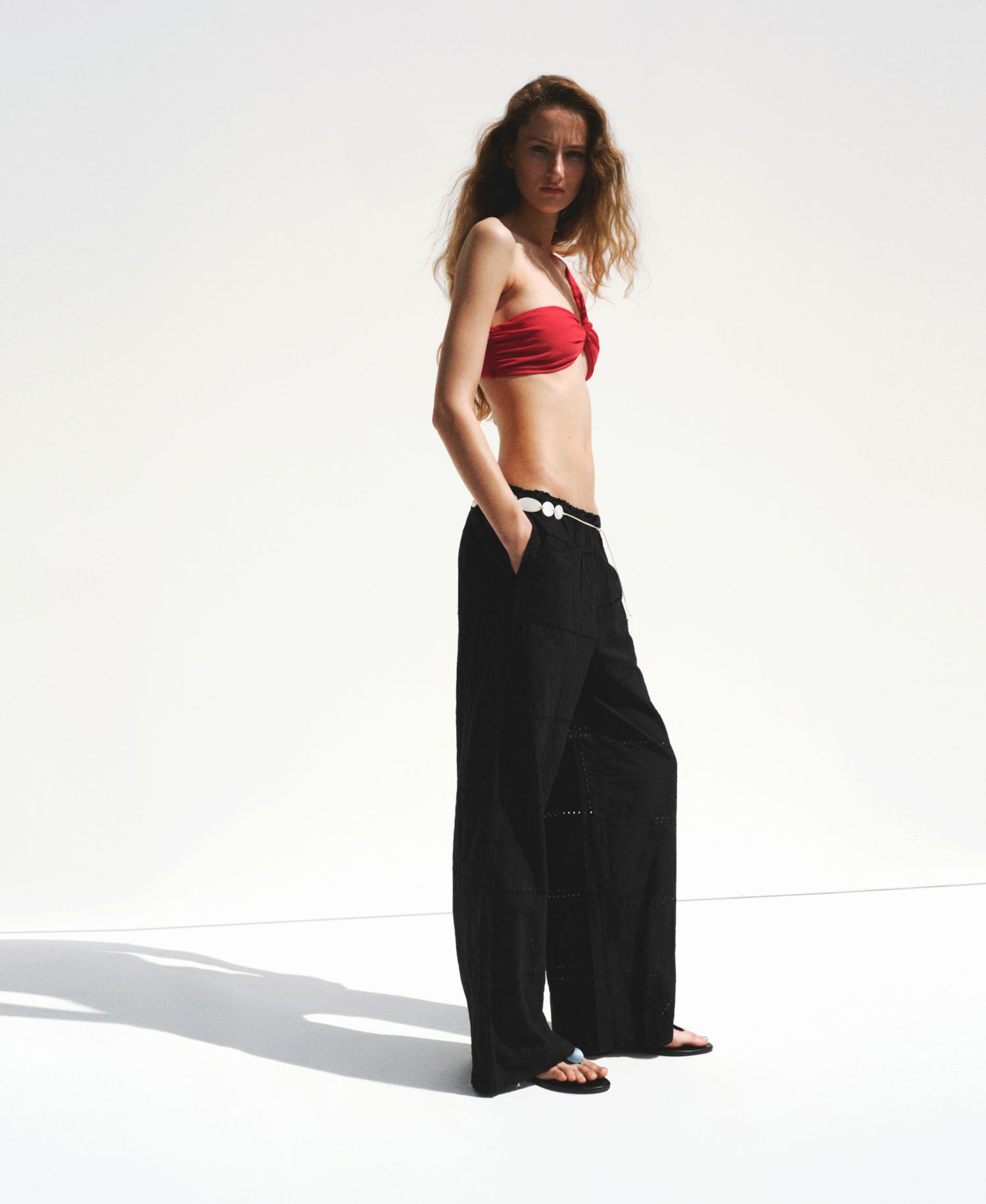 Women's Eyelet Embroidery Cotton Pants