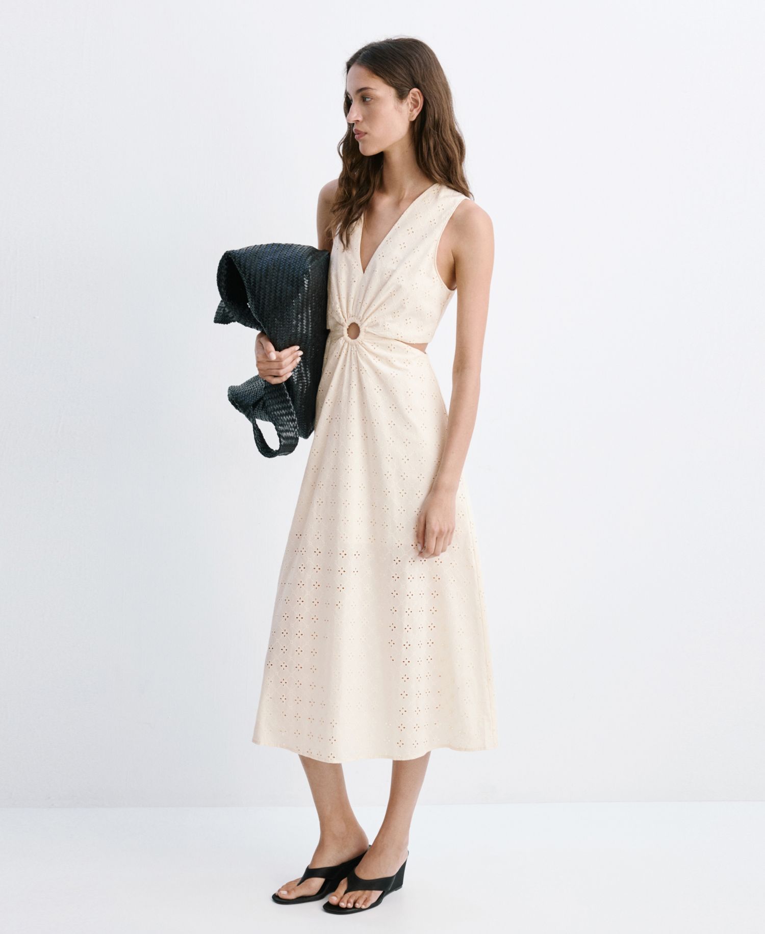 Women's Cutouts Openwork Cotton Dress