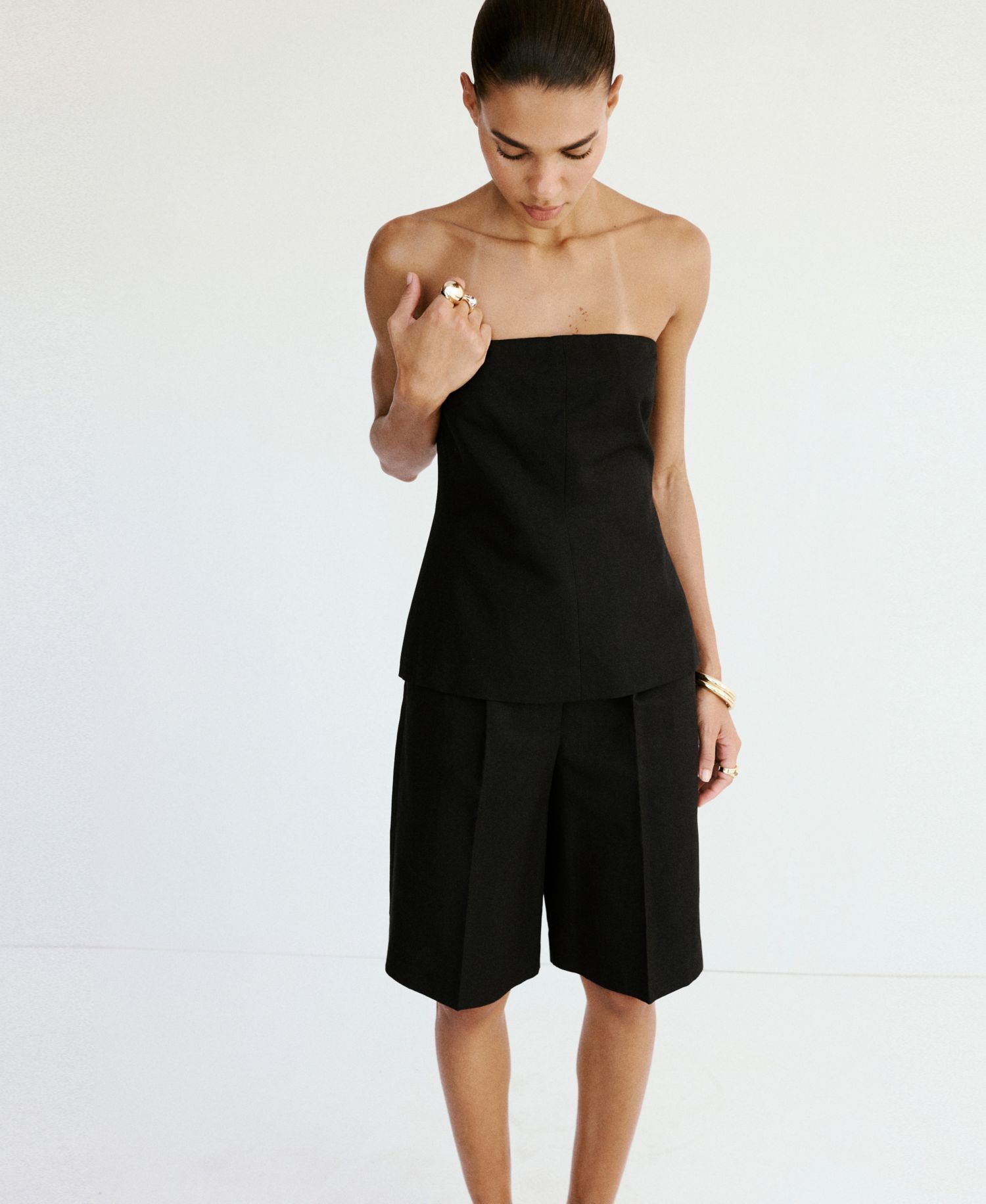 Women's Straight Linen Bermuda Shorts