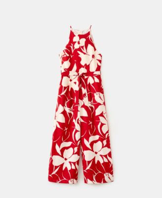 Women's Belted Floral-Printed Jumpsuit