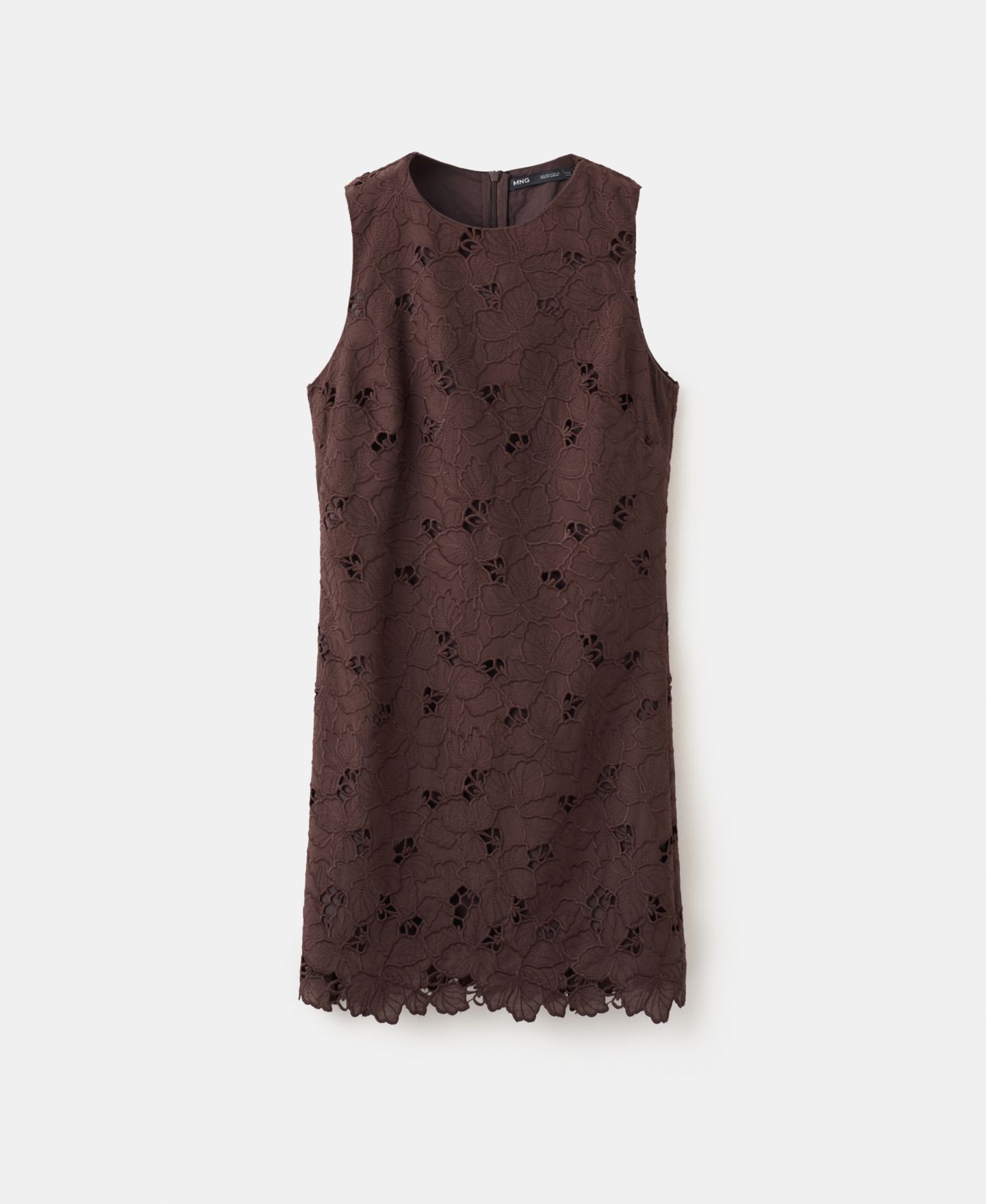 Женское платье Mango Cutwork Embroidery Short, цвет: Коричневый — фото 6