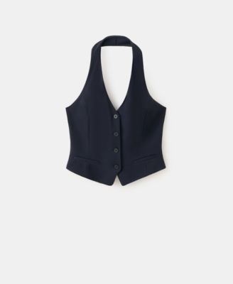 Women's Buttons Halter-Neck Vest