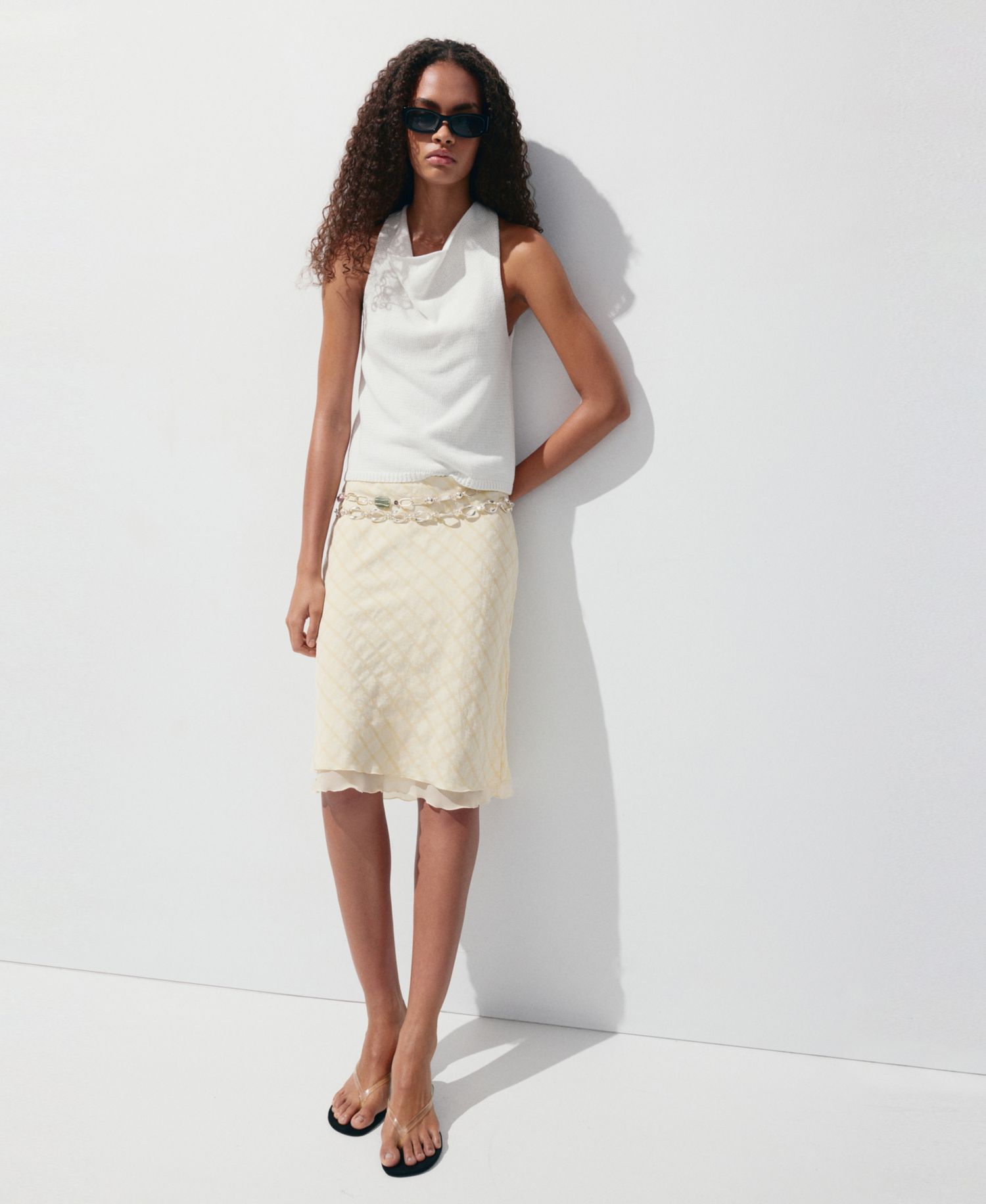 Women's Checked Midi Skirt