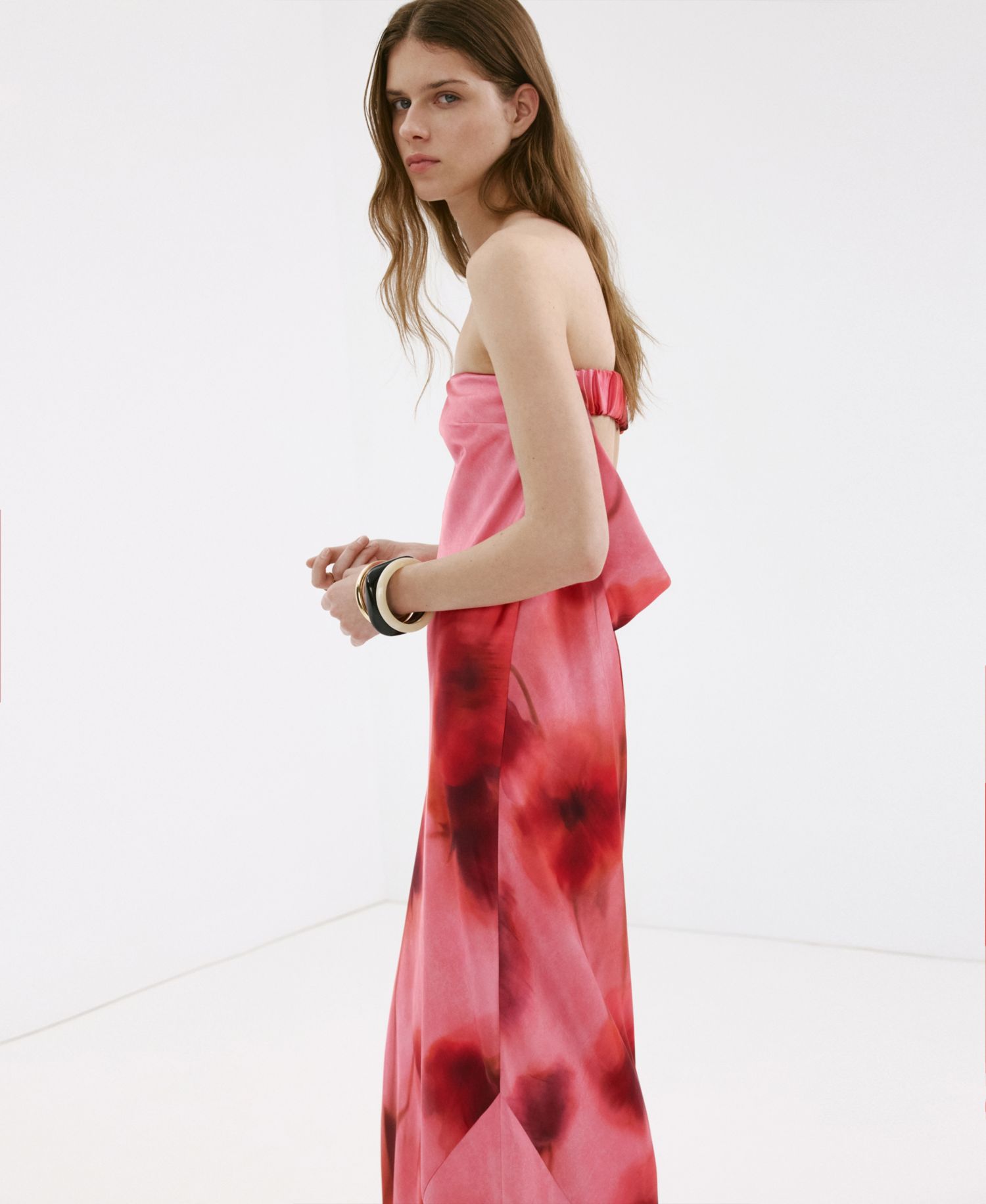 Women's Strapless Floral Dress