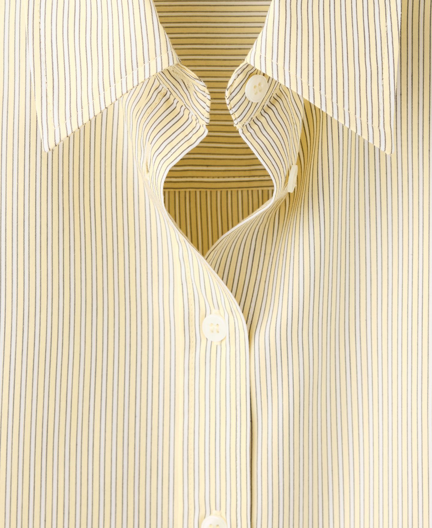 Женская рубашка Mango Striped Poplin, цвет: Пастельный жёлтый — фото 6
