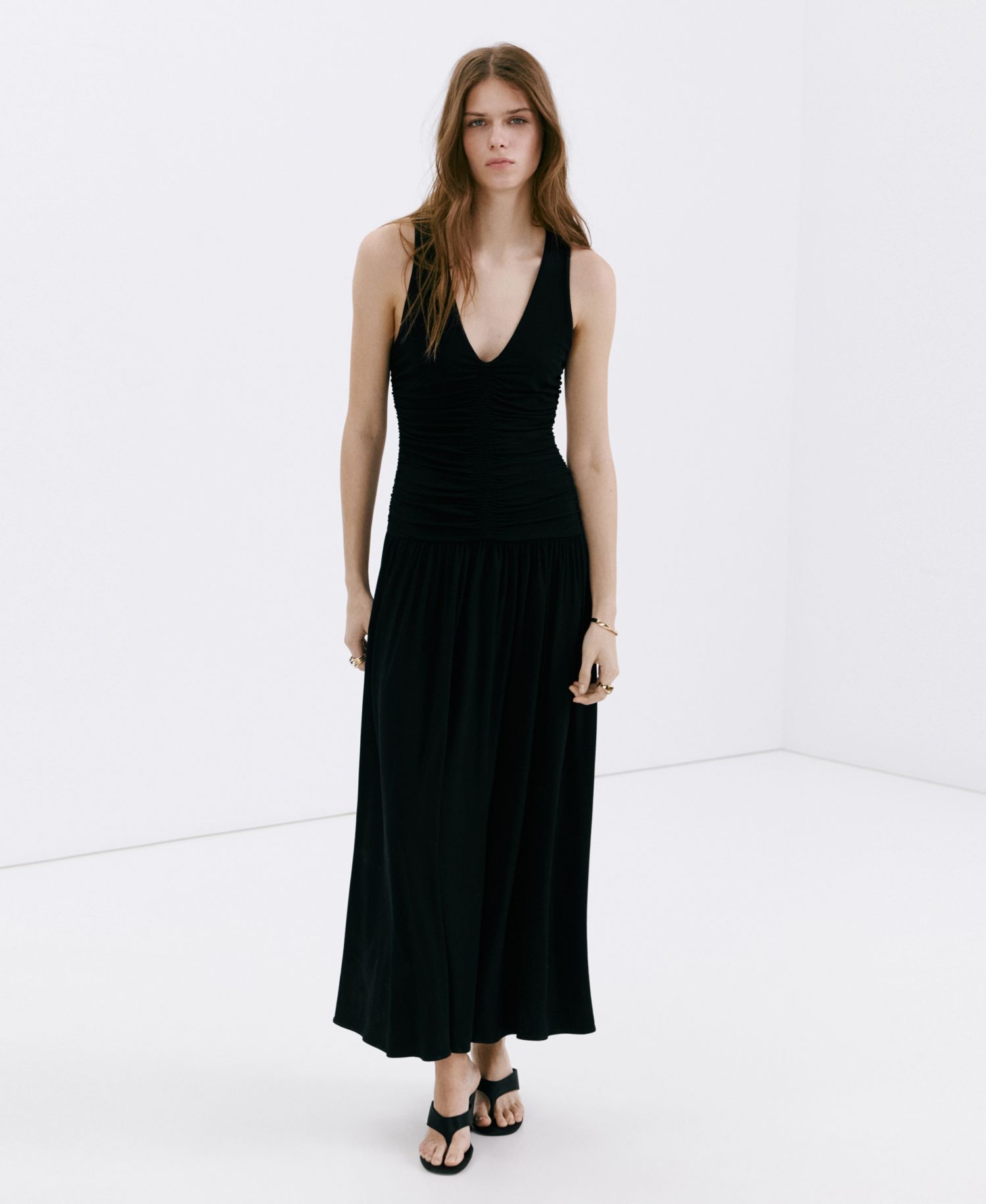 Women's Shirred Long Dress