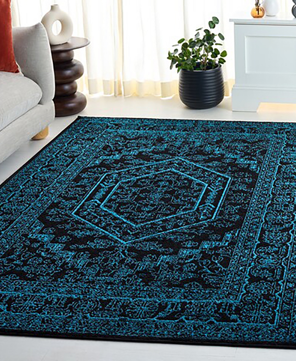 Safavieh Adirondack Black and Teal 5'1" x 7'6" Area Rug