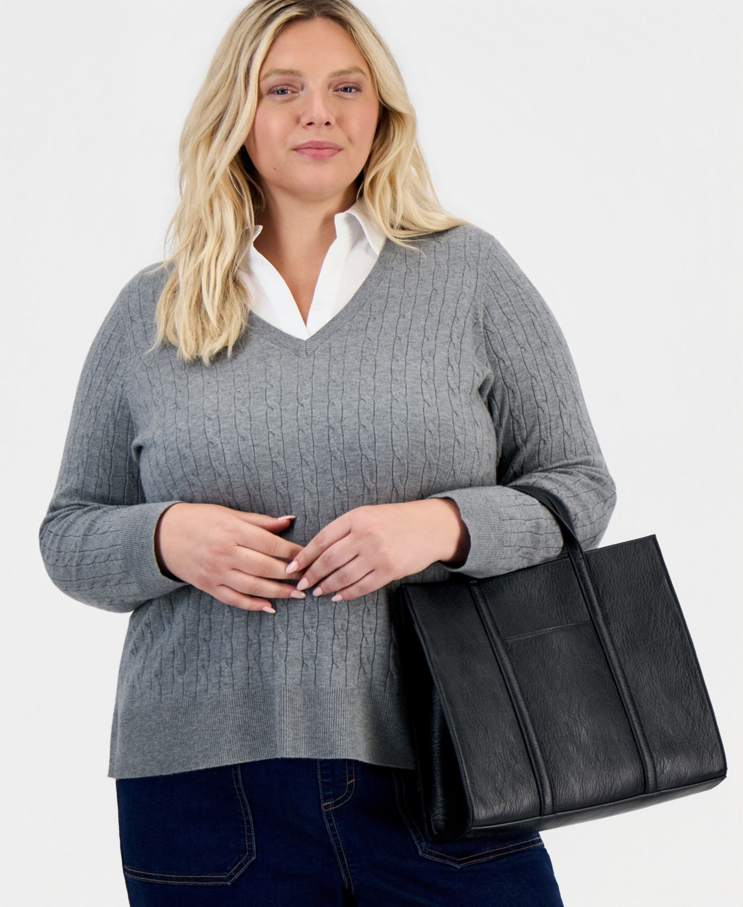 Braided Trim Boxy Tote Bag