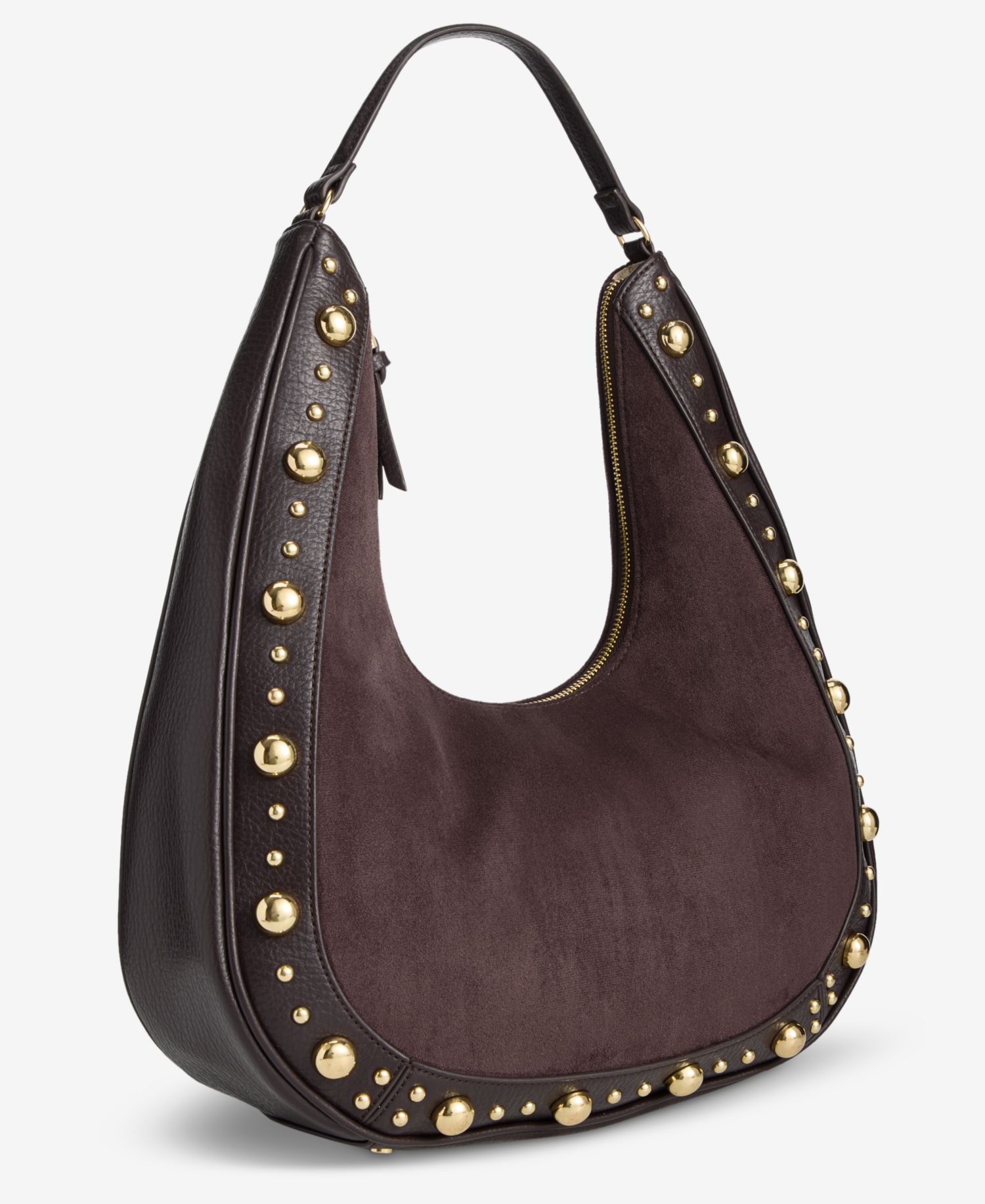 Kyel Faux Suede Studded Hobo Bag