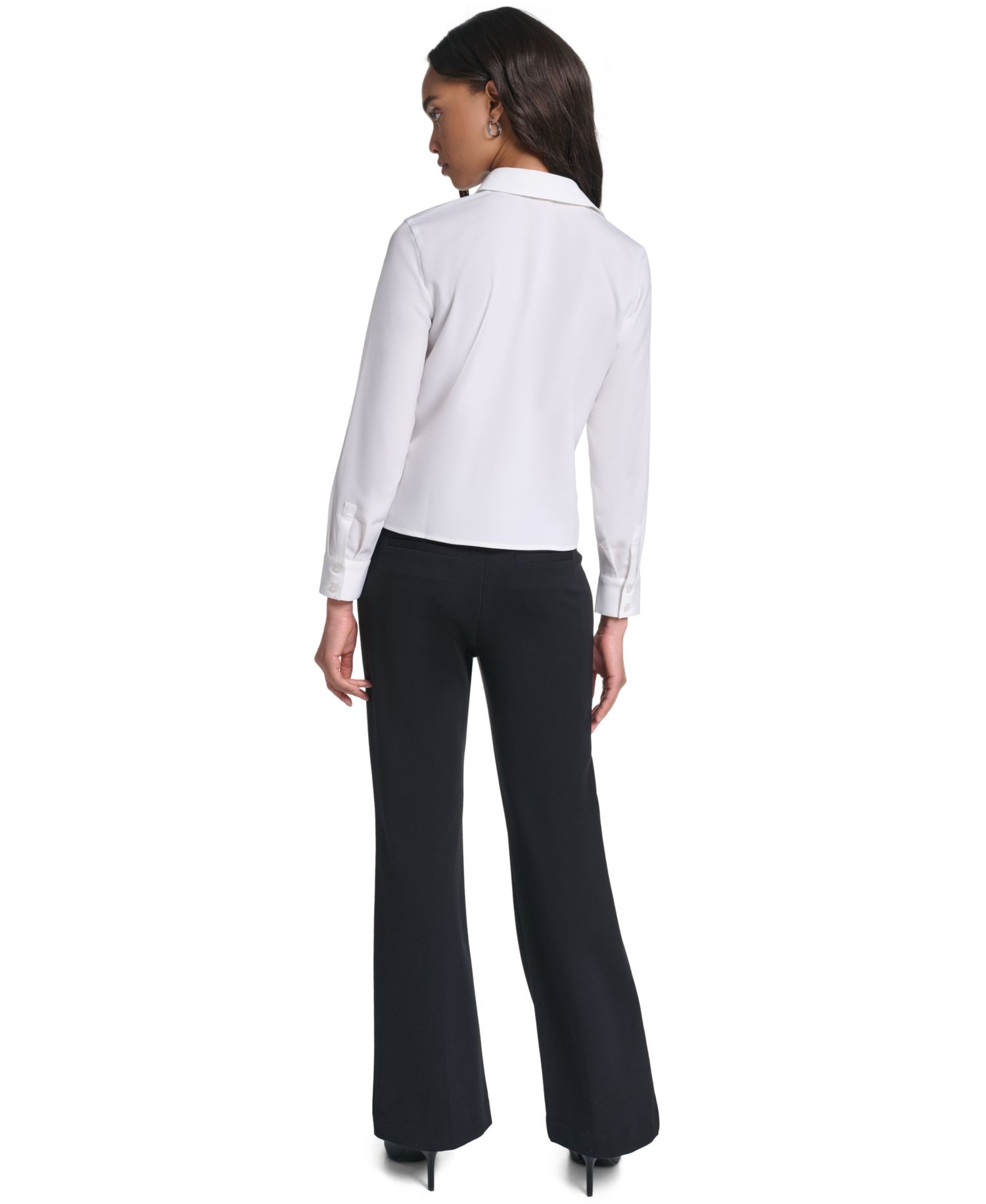Petite Collared Button-Front Blouse