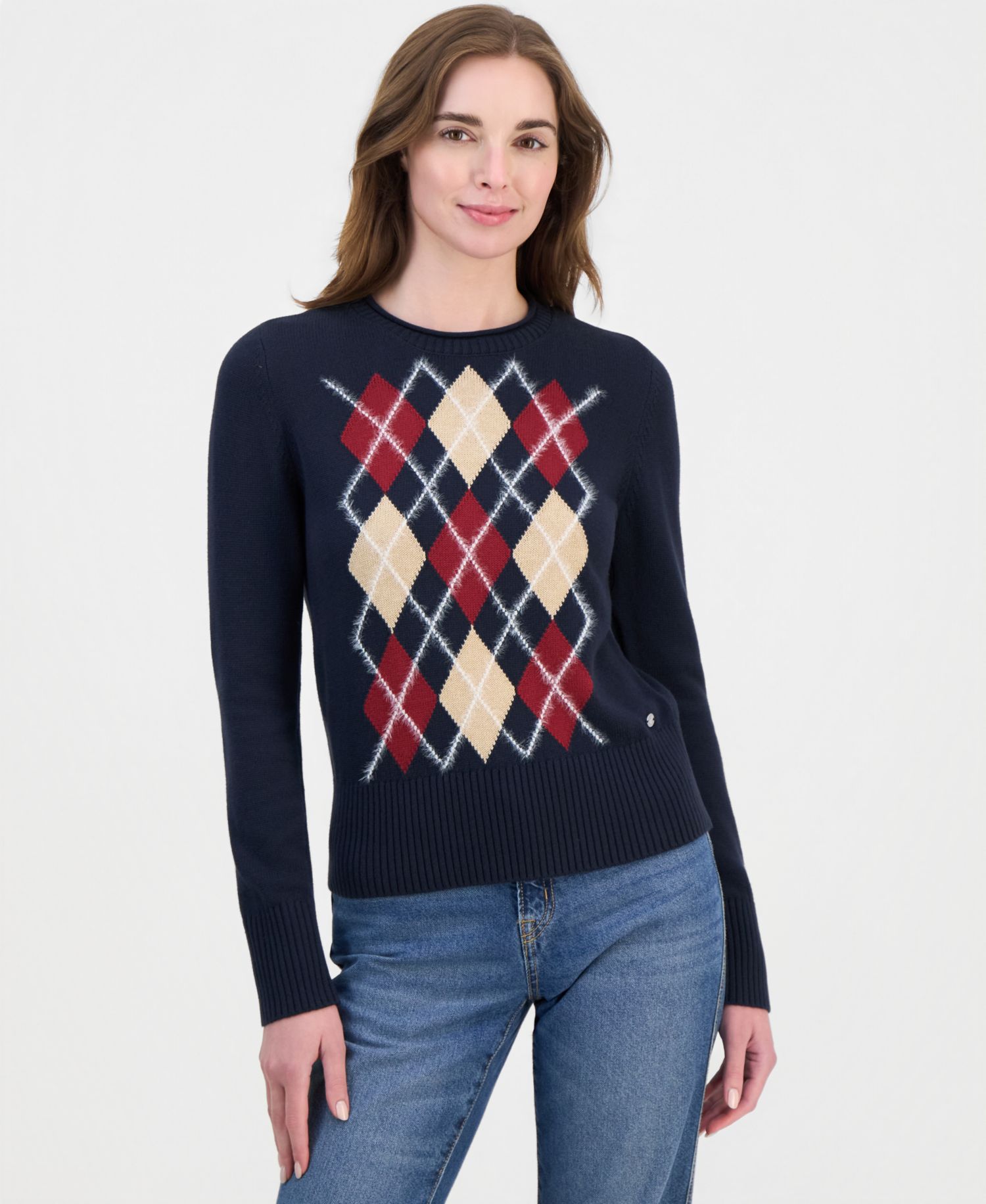 Women's Crewneck Argyle Sweater