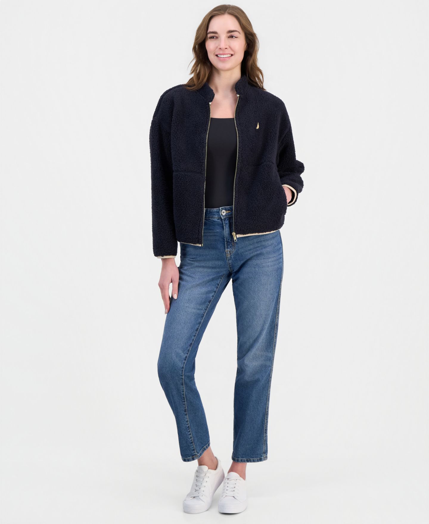 Женская куртка Nautica Full-Zip Sherpa Fleece, цвет: Синий — фото 3
