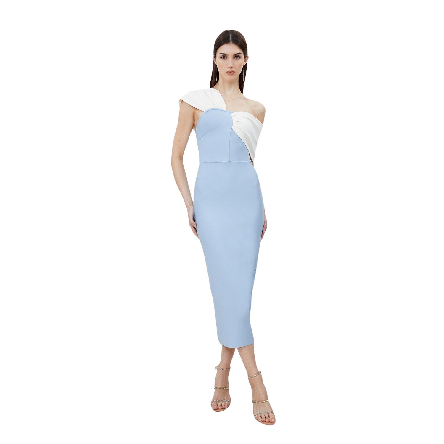 Women's Asymmetric Strap Knit Midi Dress