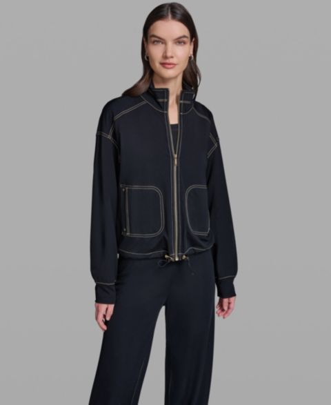 Женские куртки KARL LAGERFELD PARIS Jersey Bomber Jacket