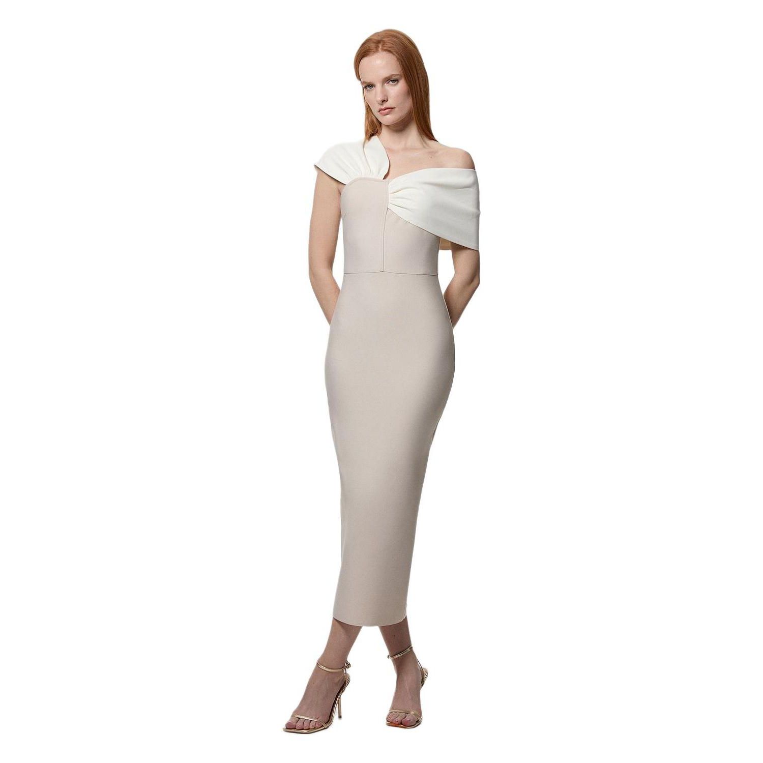 Women's Asymmetric Neckline Midi Dress