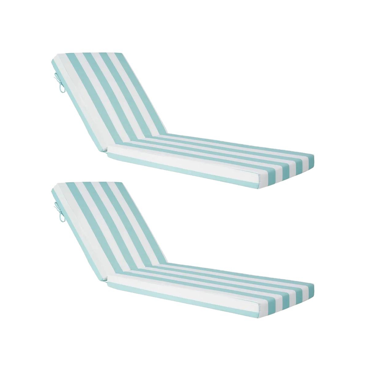 Slickblue Set of 2 Outdoor Chaise Lounge Chair Cushions 80 x 26" Waterproof and Thick