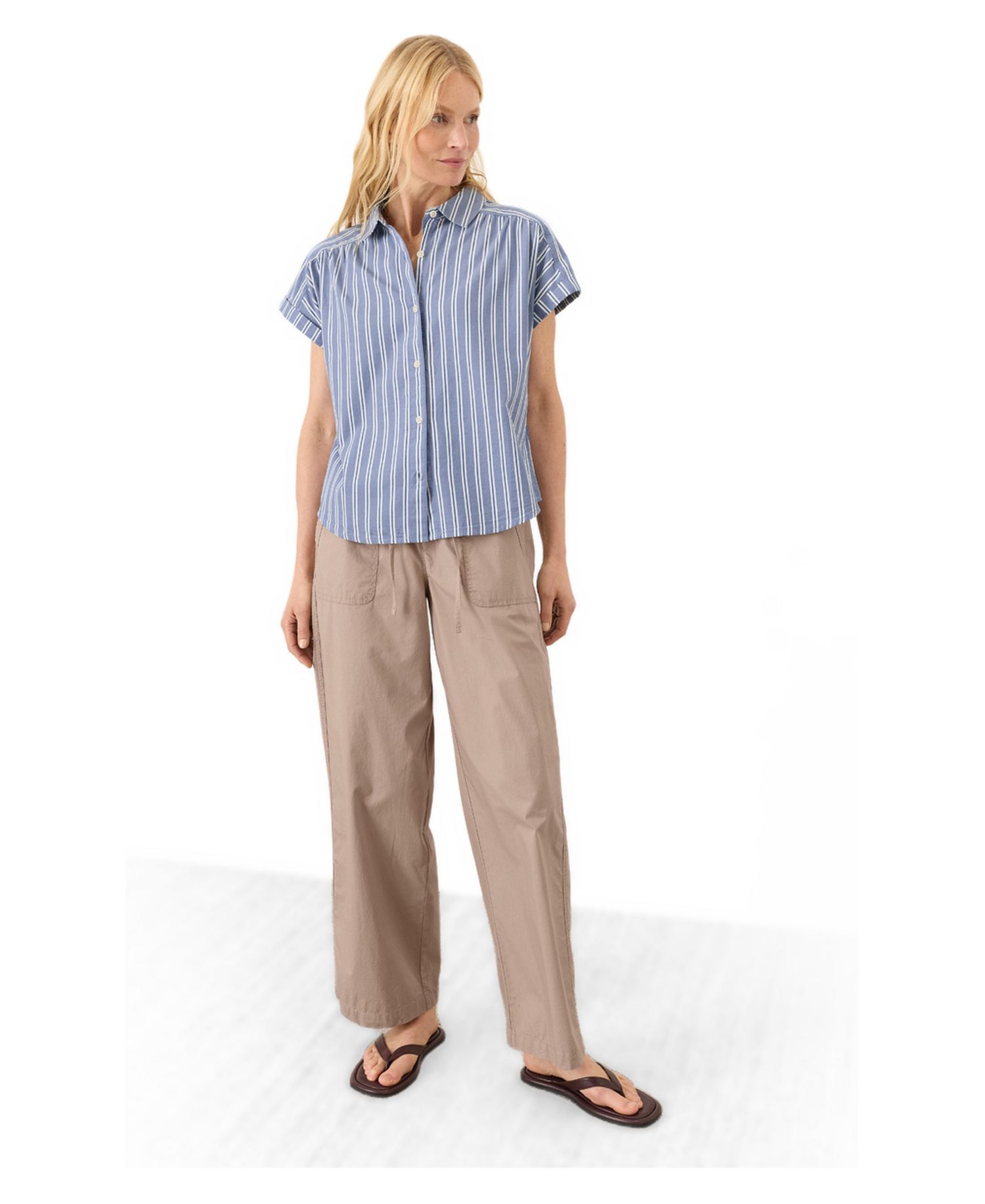 Women's All Day Poplin Shirred Shirt