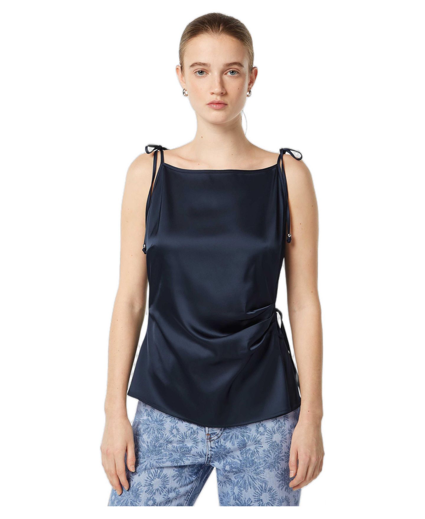 Женский топ SCOTCH & SODA Satin, цвет: Полуночный синий — фото 1
