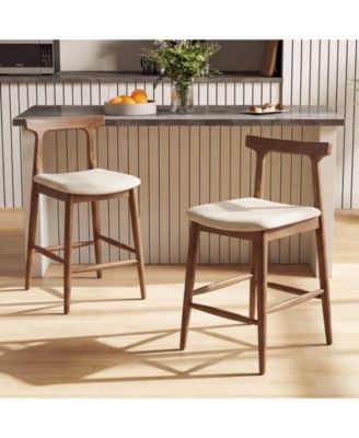 Counter Height Bar Stools with Curved Backs and Upholstered Cushioned Seats